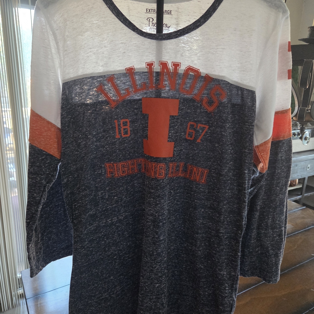 Illinois Fighting Illini Women's Jade Vintage Washed 3/4-Sleeve T (L232)